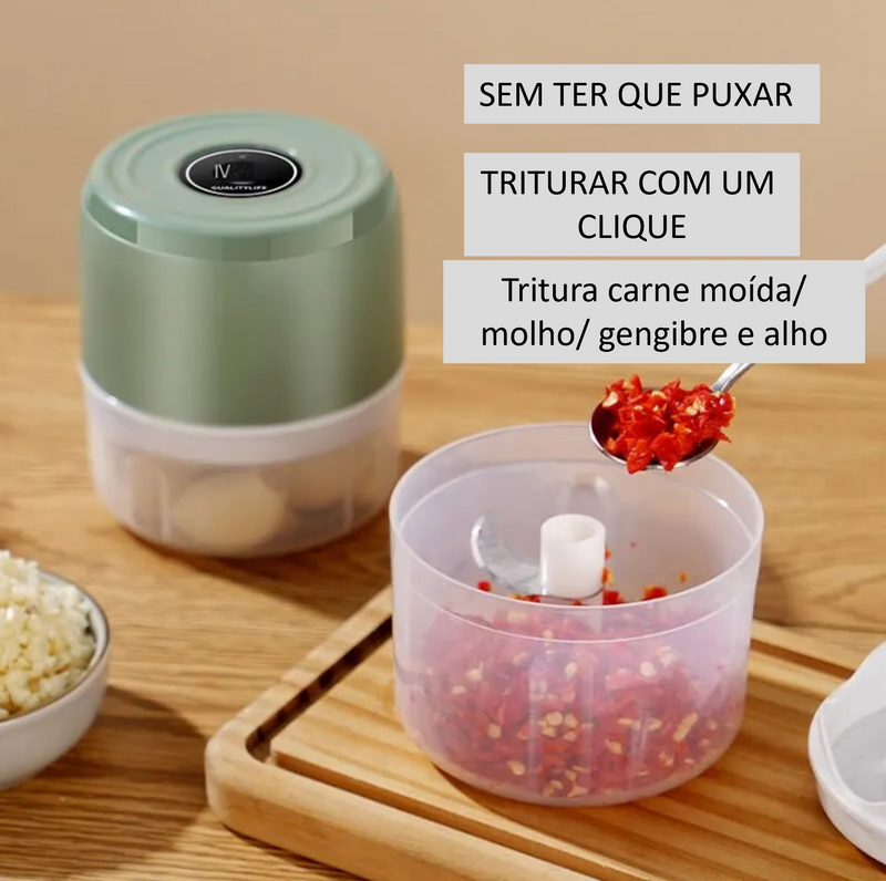 Processador elétrico com carregador USB de alimentos