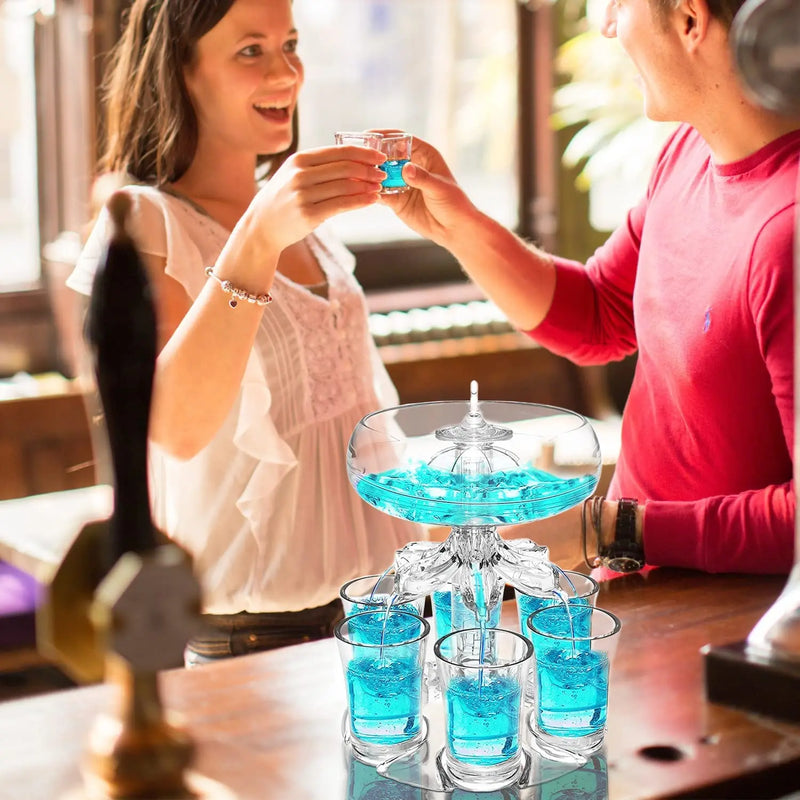 Dispenser de bebidas para família e amigos com 6 copos de shot