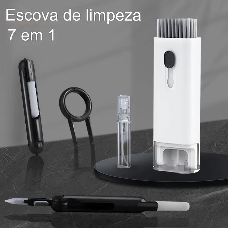 Kit de limpeza 7 em 1 - Ideal para teclados, fones e telas