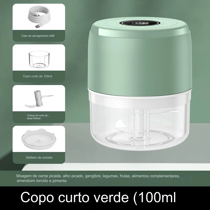 Processador elétrico com carregador USB de alimentos